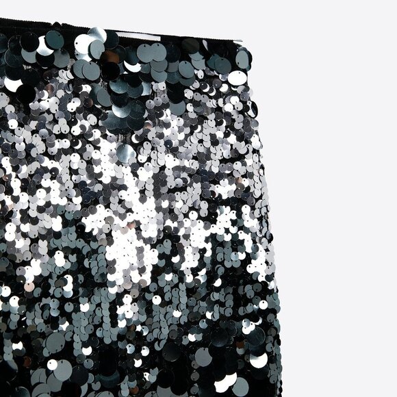 NWT Zara silver grey disc sequin long sleeve cropped top & midi skirt bundle set - Picture 11 of 16